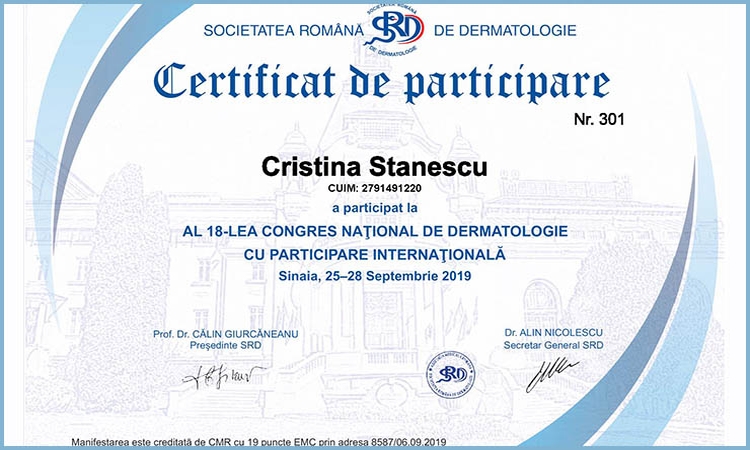 18h Nation Dermatology Congress with International Participation Sinaia 2019
